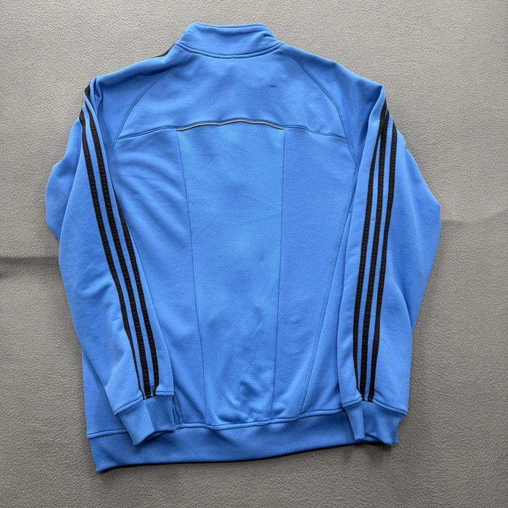 Adidas Track Jacket Mens 2XL Blue 3-Stripes Full Zip Stand Collar Athletic